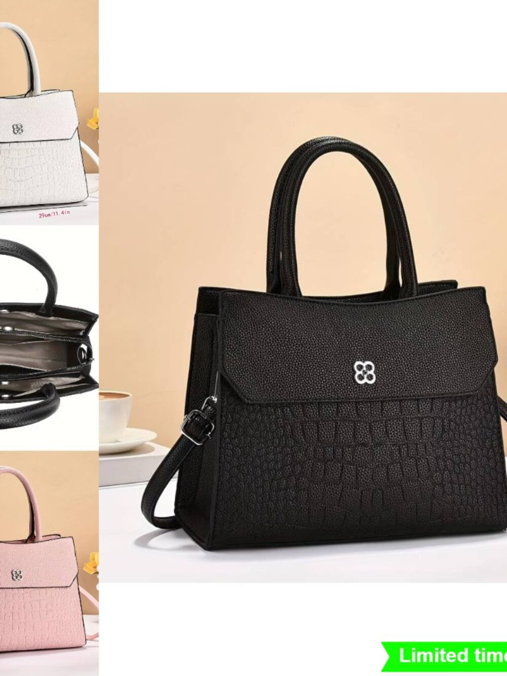 Women's Crocodile Pattern Shoulder Bag Crossbody Handbag